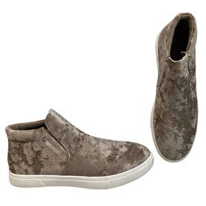 Fabletics Sierra High Top Sneakers size 10 Crushed Velvet Taupe Boho Minimalist